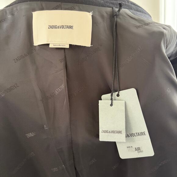 Zadig & Voltaire NWT $748 Marlyh Wool Noir Black Coat XXL Sz 48 Unisex Men Women - Picture 14 of 15